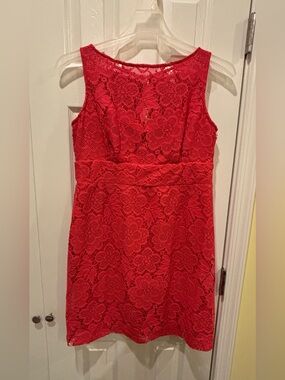 Studio One Red Lace Sleeveless Sheath Dress